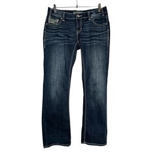 Rock & Roll Cowgirl Riding Jeans Women’s 31x34 Dark Wash Bootcut Embroidered